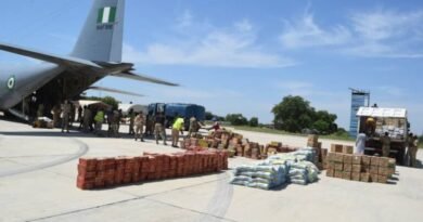 NAF airlifts relief materials donated by First Lady to Borno flood victims